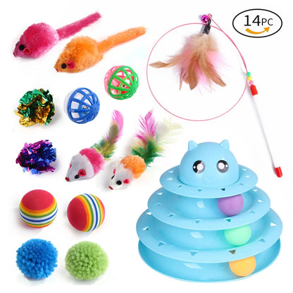DualPet 20-Piece Cat Toy Set – Variety Pack with Teaser Wand, Sisal Mice, Bell Balls & Interactive Kitten Toys for Indoor Cats.