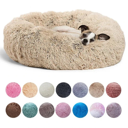 Round Plush Pet Bed – Super Soft Winter Warm Sleeping Bed for Cats & Dogs, Available in 6 Sizes (40–90cm) for Small to Large Pets.