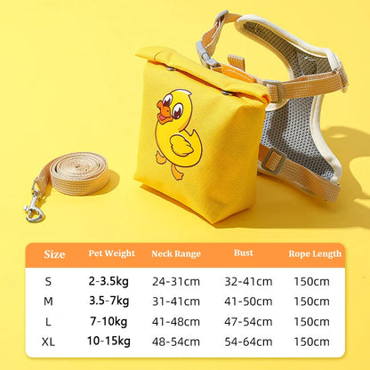 Hamburger Dog Harness & Leash Set – Durable Polyester Walking Harness for Small & Medium Dogs and Cats, Cute Anti-Lost Outdoor Pet Accessory.