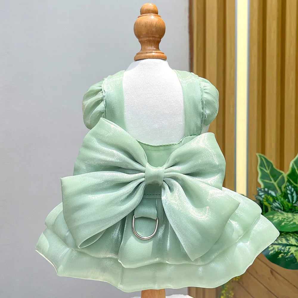 Solid Color Pet Dress with D-Ring – Summer Outfit for Small Dogs & Cats, Cute Chihuahua & Pomeranian Puppy Dress.