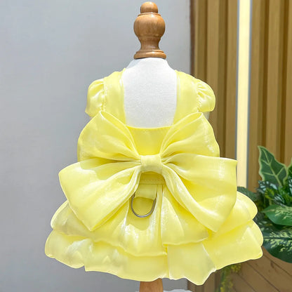 Solid Color Pet Dress with D-Ring – Summer Outfit for Small Dogs & Cats, Cute Chihuahua & Pomeranian Puppy Dress.