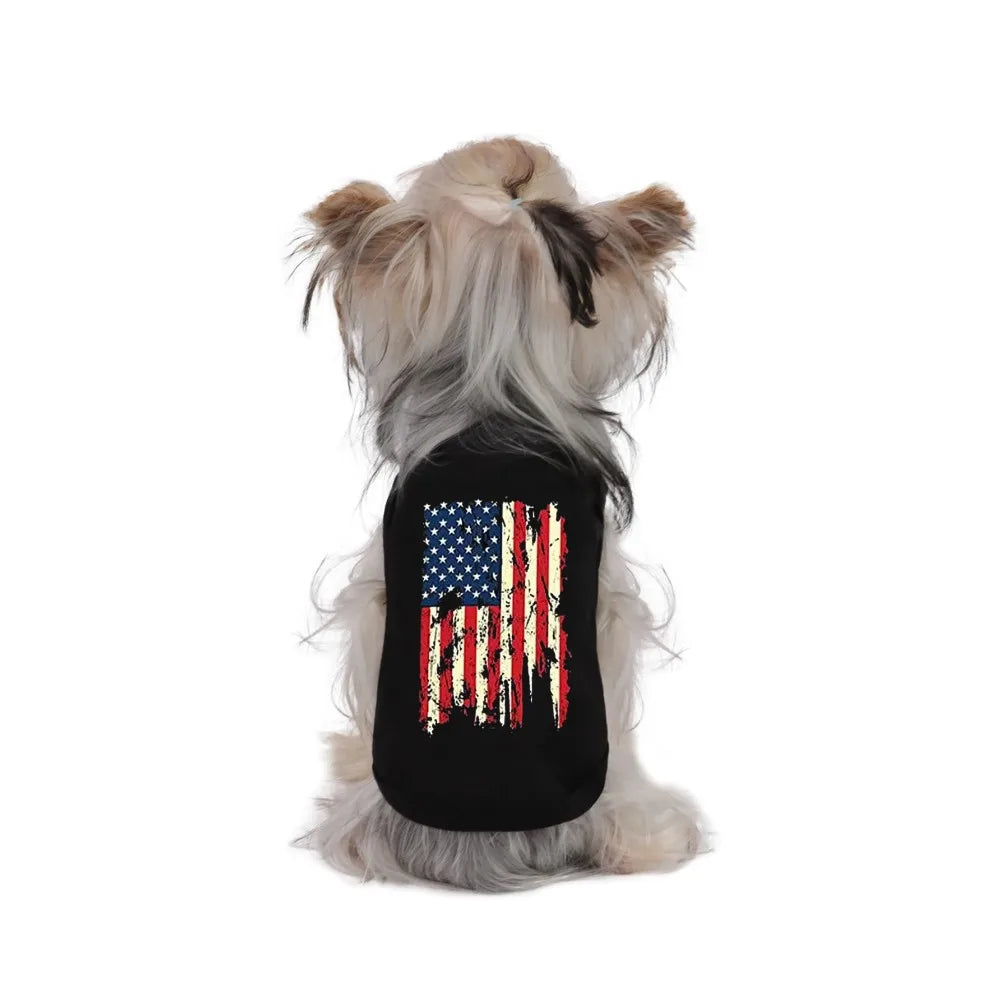 American Flag & Popsicle Dog T-Shirt – Funny 4th of July Graphic Sports Vest for Small & Large Dogs.