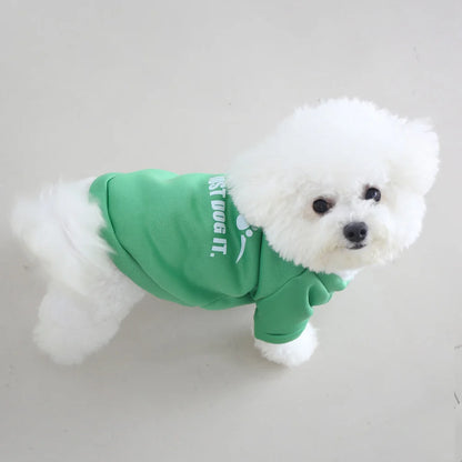 Cute Autumn & Winter Velvet Pet Hoodie – English Letter Round Neck Sweater for Dogs.