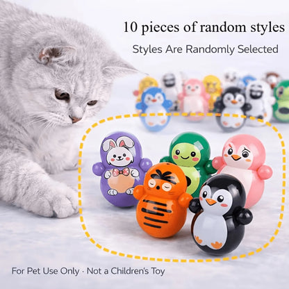 10-Pack Self-Rolling Interactive Cat Toys – Lightweight No-Battery Plastic Puzzle Balls for Fun Indoor Cat Play.