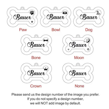 Custom Double-Sided Pet ID Tag – Glitter Name Pendant for Dogs, Anti-Lost Bone-Shaped Collar Accessory.