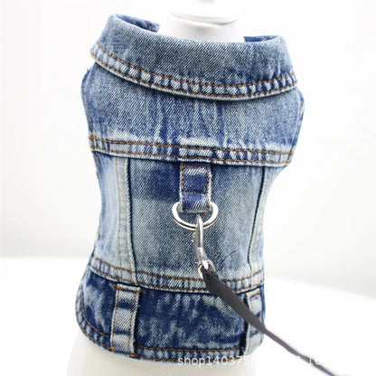 XS–2XL Denim Dog Jacket – Cowboy-Style Jean Vest Coat for Small Dogs, Puppies & Cats.