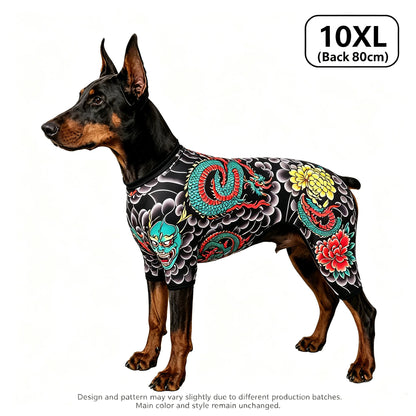 Streetwear Pet Tattoo Bodysuit – 4-Way Stretch Full-Body Costume for Small to Large Dogs & Cats (S–10XL).