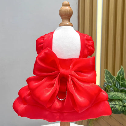 Solid Color Pet Dress with D-Ring – Summer Outfit for Small Dogs & Cats, Cute Chihuahua & Pomeranian Puppy Dress.