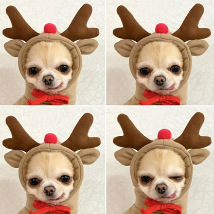 Christmas Reindeer Dog Hoodie – Deer Antlers Hooded Sweater for Small & Medium Dogs.