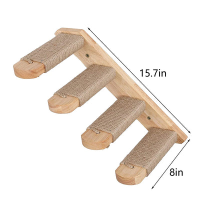 Wall-Mounted Cat Climbing Shelf – 4-Step Stairway with Sisal Scratching Post, Jumping Platforms & Cat Tree Furniture for Indoor Cats.