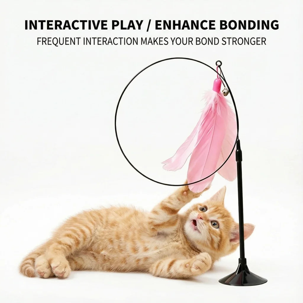 1PC Interactive Cat Teaser Wand – Feather & Bell Cat Toy for Indoor Cats, Fun Daily Exercise & Play Accessory.