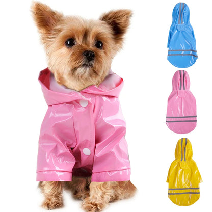 Summer Outdoor Pet Raincoat – Waterproof Hooded PU Jacket for Dogs & Cats, Lightweight Rainwear for Puppies, Sizes S-XL.