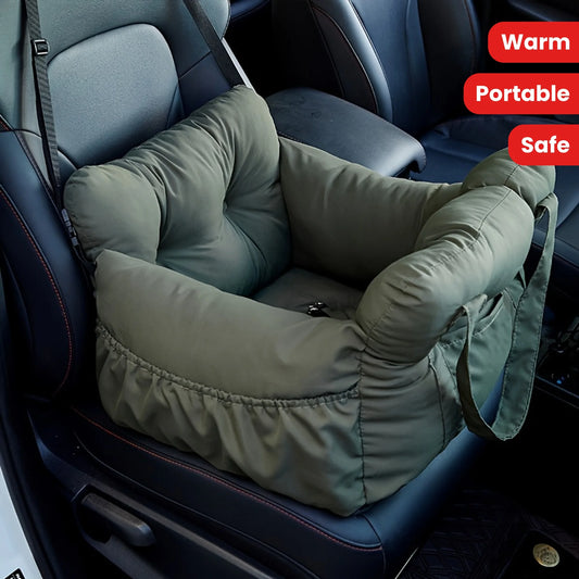 Dog Car Seat with Safety Belt – Non-Slip Washable Pet Car Bed & Travel Carrier for Small Dogs, Secure Straps for Safe Car Rides.