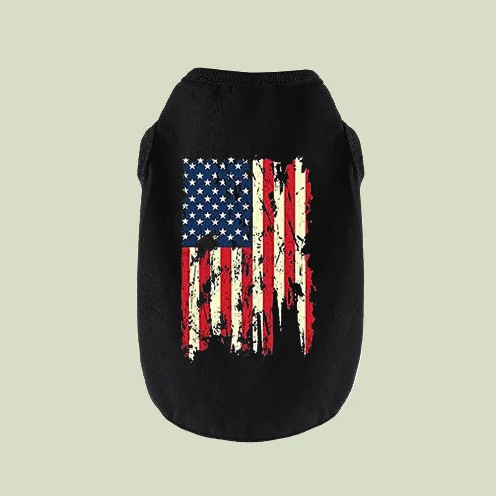 American Flag & Popsicle Dog T-Shirt – Funny 4th of July Graphic Sports Vest for Small & Large Dogs.