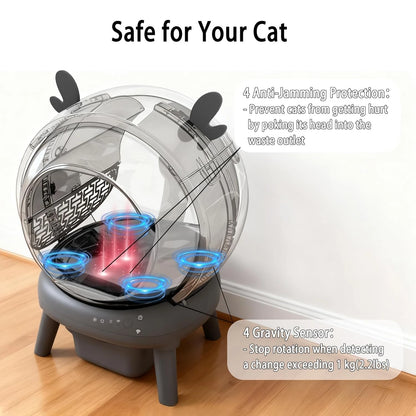 Self-Cleaning Litter Box – Large Capacity Automatic Cat Litter System for Multiple Cats with Dual Safety Features & Custom Settings.