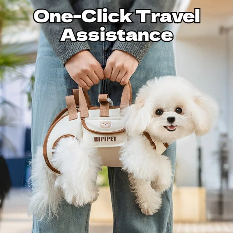 Portable Breathable Pet Backpack – Multifunctional Adjustable Dog & Cat Carrier with Built-In Traction Strap, Easy-to-Clean Travel Bag.