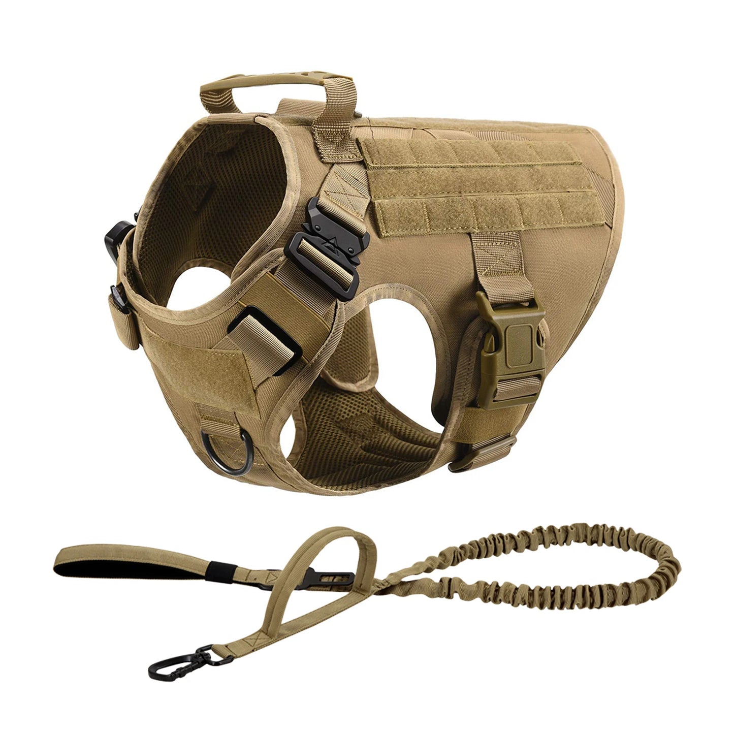 Tactical Dog Harness Set – MOLLE Vest with Collar & Leash, Training & Walking Gear for Medium & Large Dogs like German Shepherds.