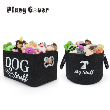 Dog Toy and Accessory Storage Basket for Clothes, Toys, and Pet Essentials.