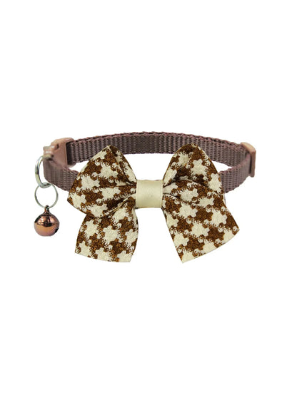 1/4PCS Winter Dog & Cat Collar Set – Adjustable Bowknot Collar with Bell and Safety Buckle for Puppies, Chihuahuas & Cats.