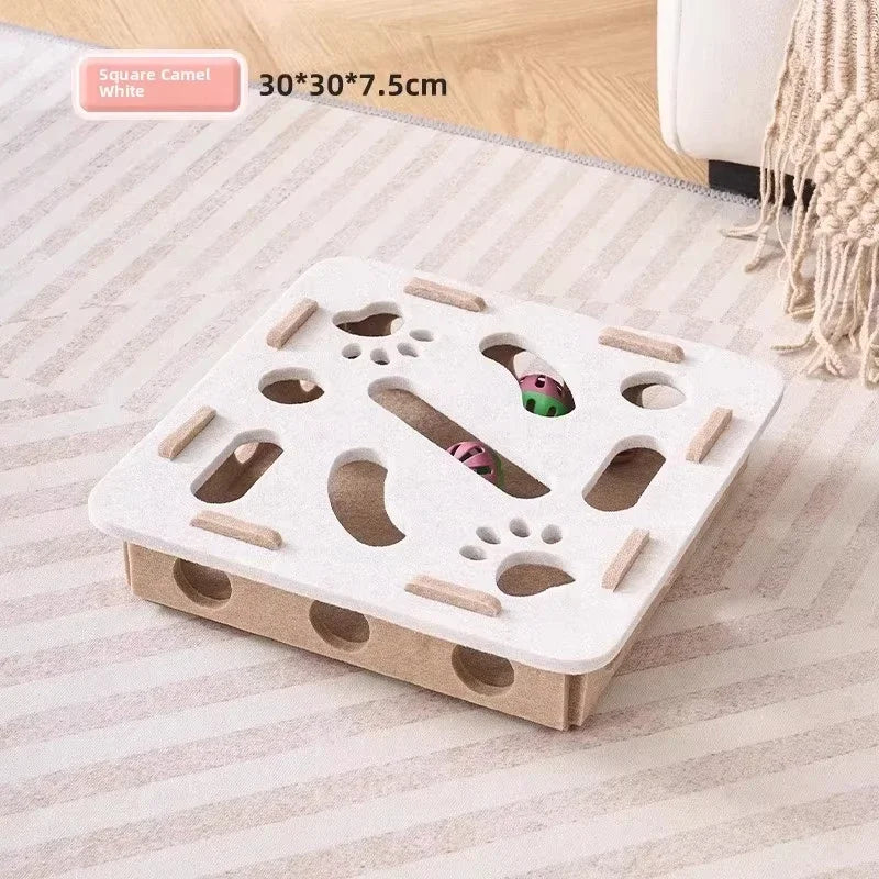 Cat Puzzle Toy Felt Box – Interactive Exercise & Hunting Game with Ball for Indoor Cats, Fun Entertainment and Mental Stimulation Toy.