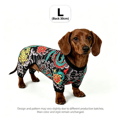 Streetwear Pet Tattoo Bodysuit – 4-Way Stretch Full-Body Costume for Small to Large Dogs & Cats (S–10XL).