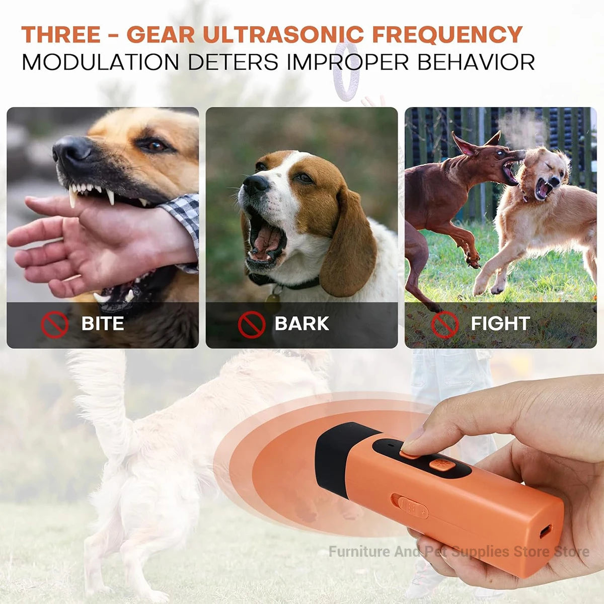Rechargeable Ultrasonic Dog Repeller – Anti-Barking Training Device with LED Flashlight for Safe Dog Deterrent & Behavior Control.