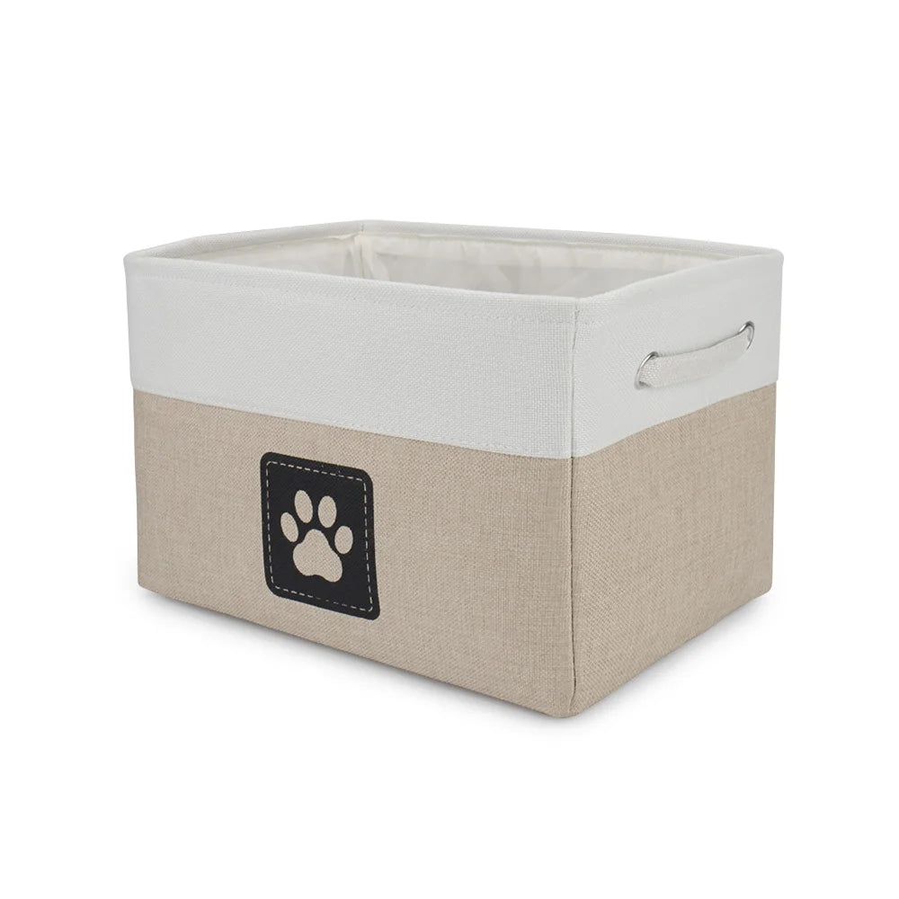 Foldable Paw Print Pet Toy and Accessory Storage Basket.