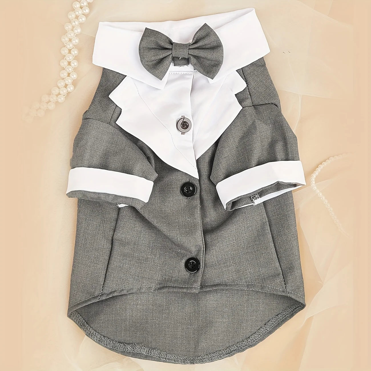 Formal Pet Suit Shirt – Wedding Costume with Bow Tie for Small Dogs & Cats, Elegant Dress-Up Outfit.