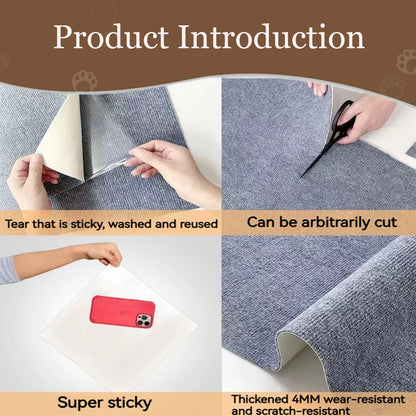 Self-Adhesive Cat Scratching Mat – Trimmable DIY Scratch Carpet for Walls, Corners & Sofas, Durable Furniture Protector for Cats.