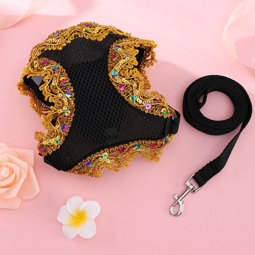 Adjustable Cat Harness & Leash Set – Breathable Comfortable Vest Harness for Cats & Small to Medium Dogs, Cute Walking Accessory.