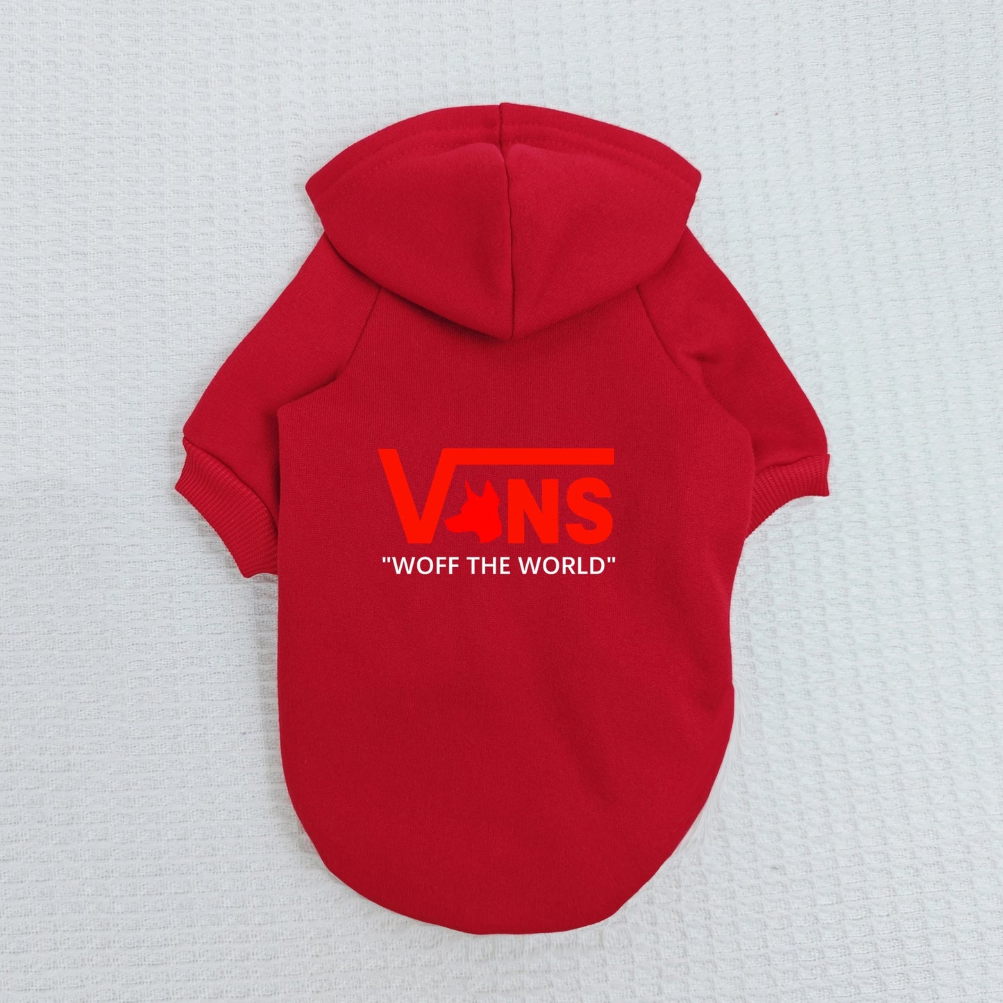 Warm Fleece Dog Hoodie – V-Inspired Dog Head Logo Hooded Pullover Sweatshirt for Puppies & Small Dogs.
