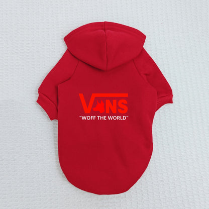 Warm Fleece Dog Hoodie – V-Inspired Dog Head Logo Hooded Pullover Sweatshirt for Puppies & Small Dogs.