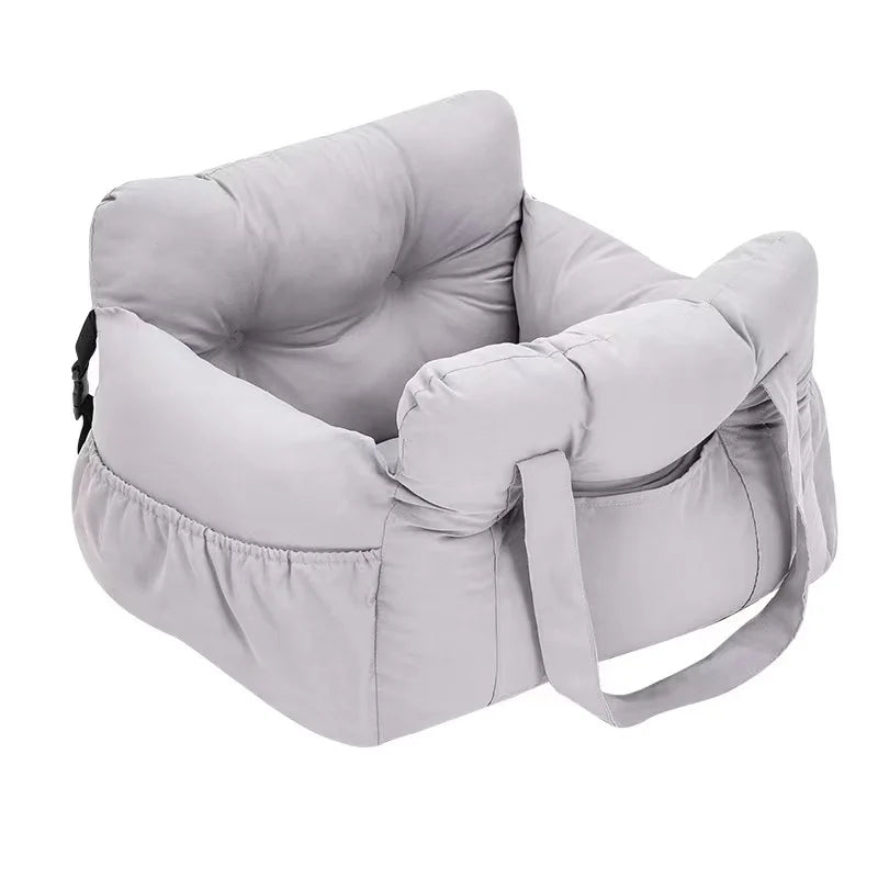 Dog Car Seat with Safety Belt – Non-Slip Washable Pet Car Bed & Travel Carrier for Small Dogs, Secure Straps for Safe Car Rides.