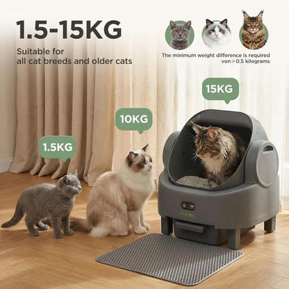 Open-Top Self-Cleaning Litter Box – Automatic Cat Litter Box for Multiple & Senior Cats with App Control & Safety Sensors.
