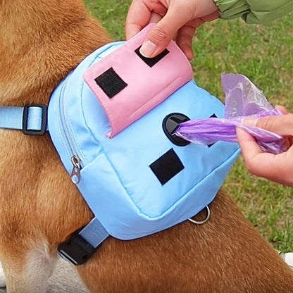 Pet Training Treat Pouch Backpack – Portable Outdoor Waist Bag with Harness Collar, Snack Storage & Poop Bag Holder for Dogs & Puppies.