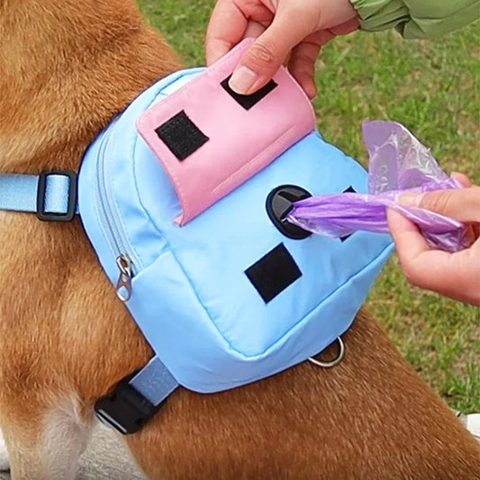 Pet Training Treat Pouch Backpack – Portable Outdoor Waist Bag with Harness Collar, Snack Storage & Poop Bag Holder for Dogs & Puppies.