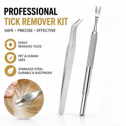 1 Set Tick Remover Tweezers – Ergonomic Professional Extraction Tool for Dogs, Cats & Humans, Multi-Purpose Pet Grooming Care.
