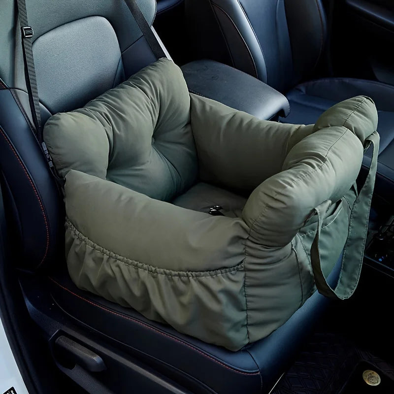 Dog Car Seat with Safety Belt – Non-Slip Washable Pet Car Bed & Travel Carrier for Small Dogs, Secure Straps for Safe Car Rides.