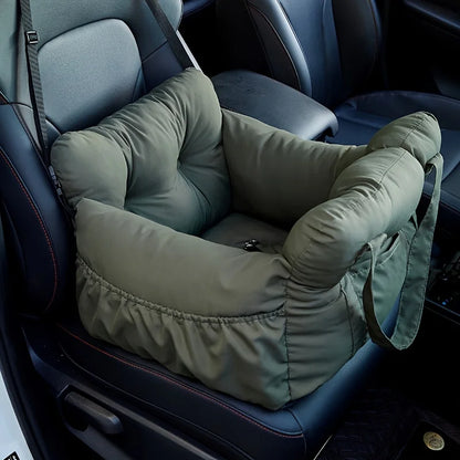 Dog Car Seat with Safety Belt – Non-Slip Washable Pet Car Bed & Travel Carrier for Small Dogs, Secure Straps for Safe Car Rides.
