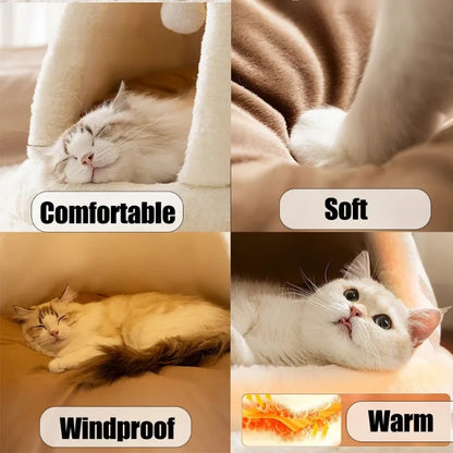 Self-Warming Plush Pet Tent Bed with Removable Washable Cover for Cats and Small Dogs.