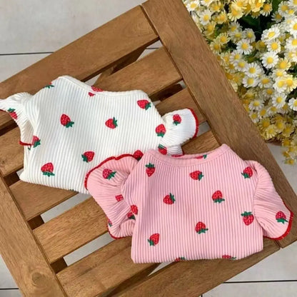 Cute Strawberry Pet Vest – Soft Breathable Dog & Cat Shirt for Puppies, Kittens & Small Pets.