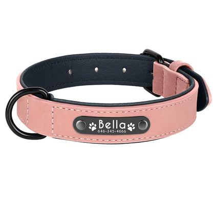 Personalized Leather Dog Collar – Custom Name ID Collar for Small, Medium & Large Dogs, Durable Collar for Pitbulls, Bulldogs & Beagles.