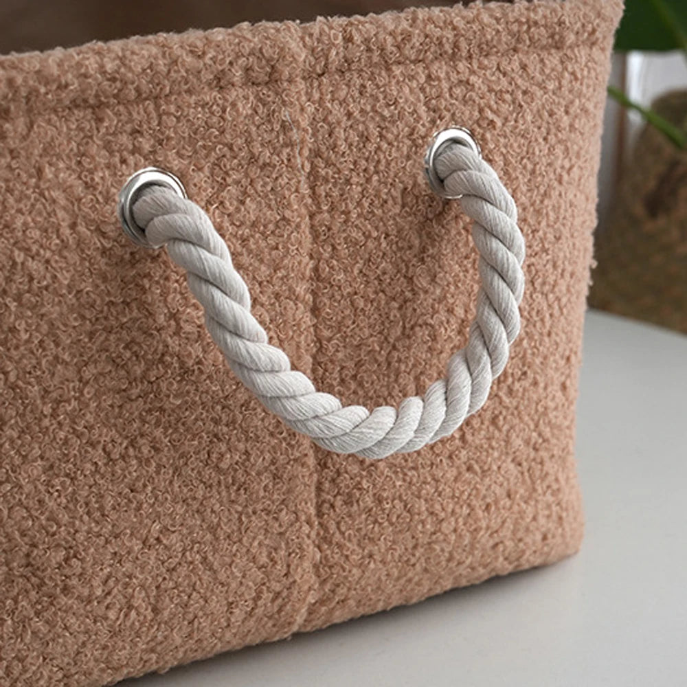 Plush Rectangular Pet Toy and Clothing Storage Basket.