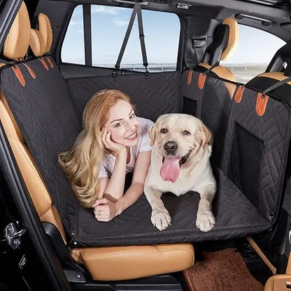 Dog Back Seat Extender – Hard Bottom Car Seat Cover & Hammock for Dogs, Protective Back Seat Travel Cover for Pets.