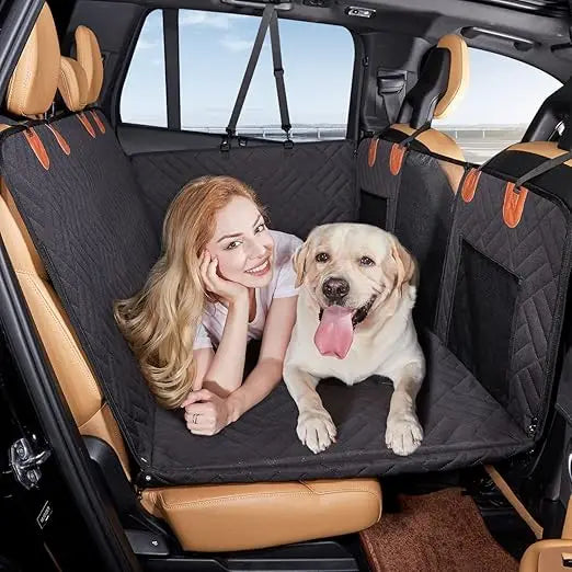 Dog Back Seat Extender – Hard Bottom Car Seat Cover & Hammock for Dogs, Protective Back Seat Travel Cover for Pets.