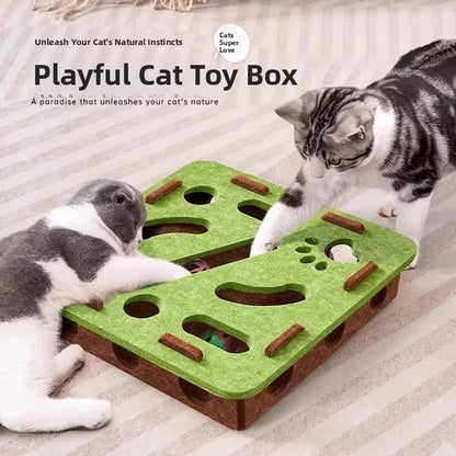 Cat Puzzle Toy Felt Box – Interactive Exercise & Hunting Game with Ball for Indoor Cats, Fun Entertainment and Mental Stimulation Toy.
