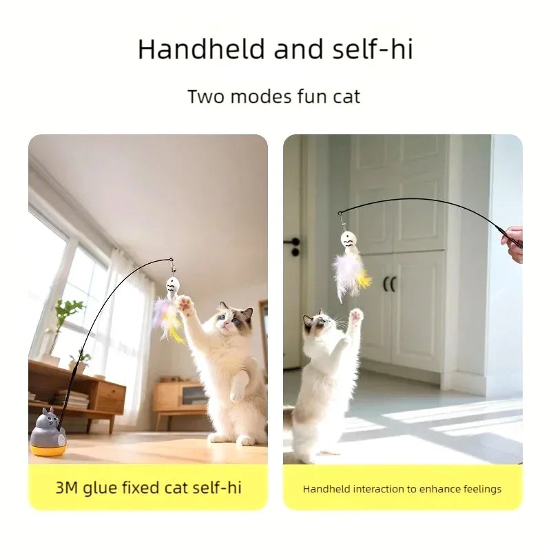 Interactive Cat Feather Wand Toy – Flexible Steel Wire Teaser for Kittens & Indoor Cats