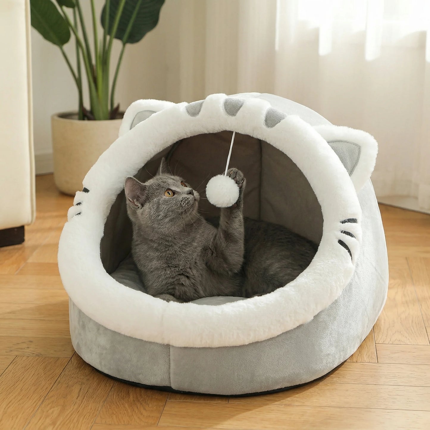 Four-Season Cat Bed House – Soft Comfortable Pet Sleeping Bag & Tent Nest, Cozy Basket-Style Habitat for Cats & Puppies.