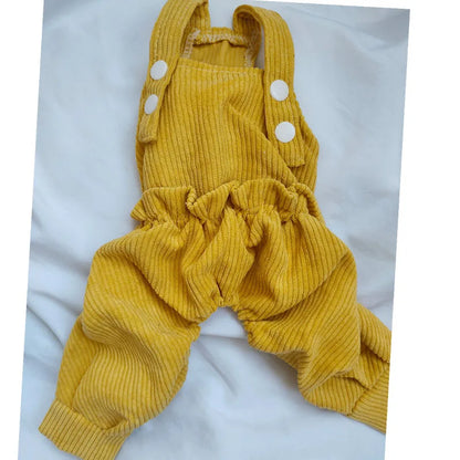 Cute Dog Jumpsuit – Pink & Yellow Strap Overalls Pajamas for Small to Medium Dogs, Cozy Pet Clothing up to XXL.