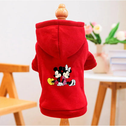 1PC Mickey & Minnie Print Pet Hoodie – Warm Thick Autumn & Winter Hooded Sweatshirt for Dogs & Cats